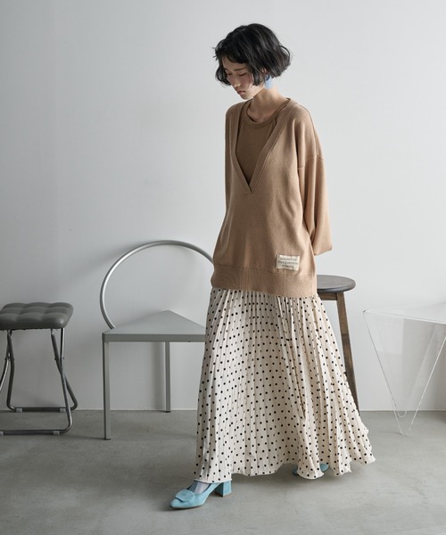 THE Yon ロング スカート ドットプリーツマキシスカート : ZOZOTOWN