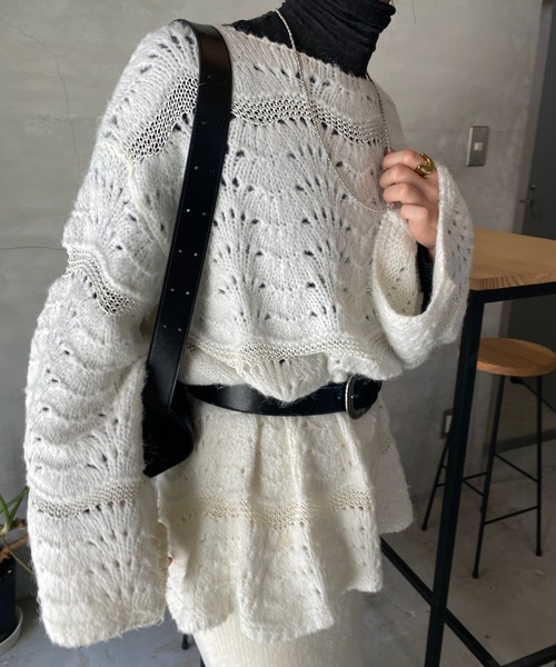 「SHENERY」 長袖ニット FREE オリーブ レディース_画像3