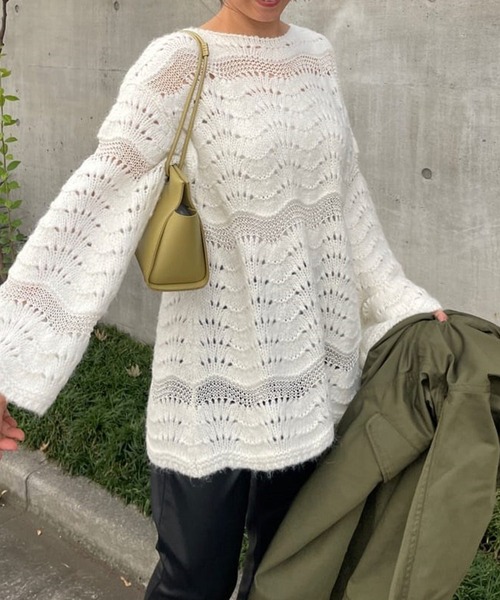 「SHENERY」 長袖ニット FREE オリーブ レディース_画像6