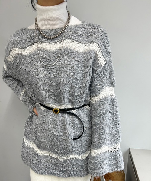 「SHENERY」 長袖ニット FREE オリーブ レディース_画像7