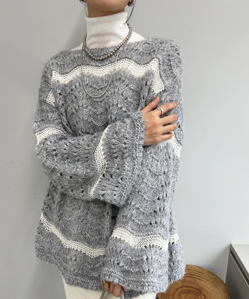 「SHENERY」 長袖ニット FREE オリーブ レディース_画像8