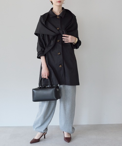 ステンカラーコート コート スカーフ付き　ステンカラーコート レディース | r. | 02