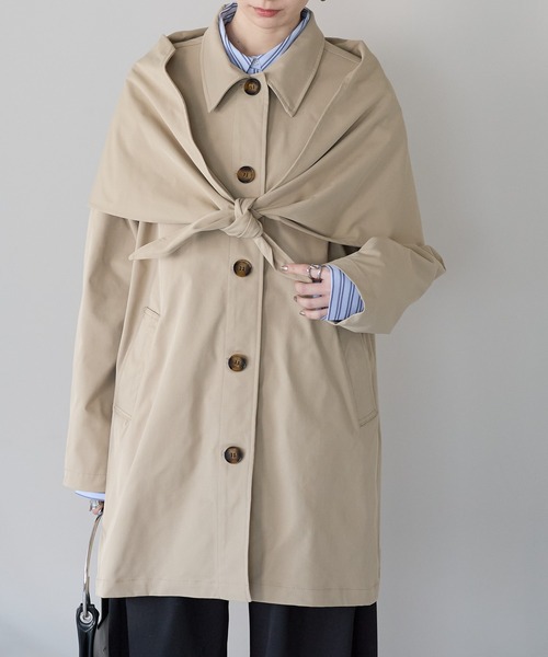 ステンカラーコート コート スカーフ付き　ステンカラーコート レディース | r. | 11