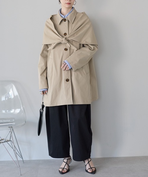 ステンカラーコート コート スカーフ付き　ステンカラーコート レディース | r. | 04