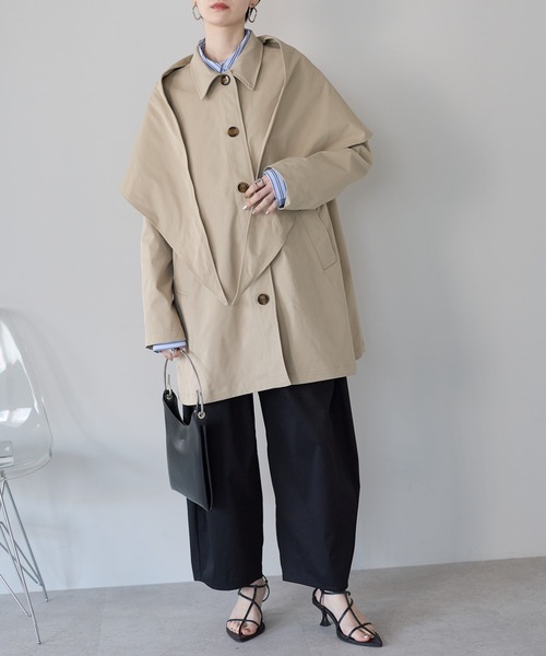 ステンカラーコート コート スカーフ付き　ステンカラーコート レディース | r. | 08