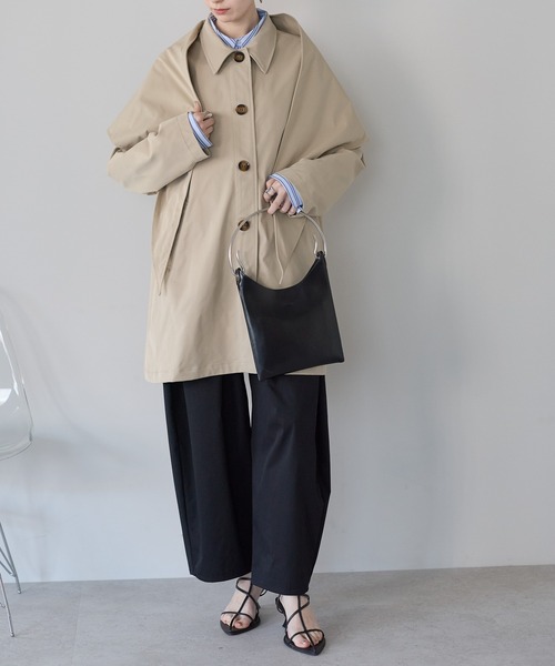 ステンカラーコート コート スカーフ付き　ステンカラーコート レディース | r. | 09