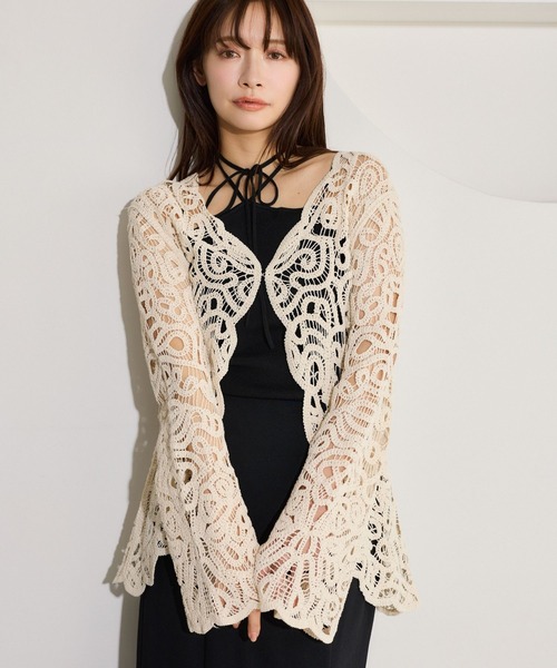 ブラウス シャツ スカラクロシェ風カーディガンLS 666021 レディース | mysty woman