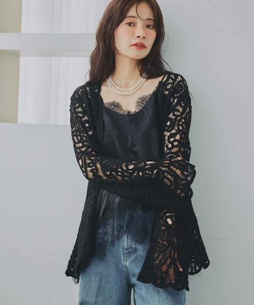 ブラウス シャツ スカラクロシェ風カーディガンLS 666021 レディース | mysty woman | 02