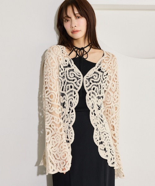 ブラウス シャツ スカラクロシェ風カーディガンLS 666021 レディース | mysty woman | 07