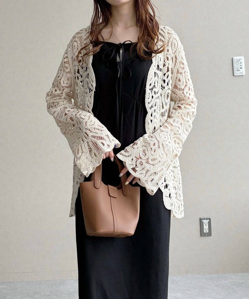 ブラウス シャツ スカラクロシェ風カーディガンLS 666021 レディース | mysty woman | 21