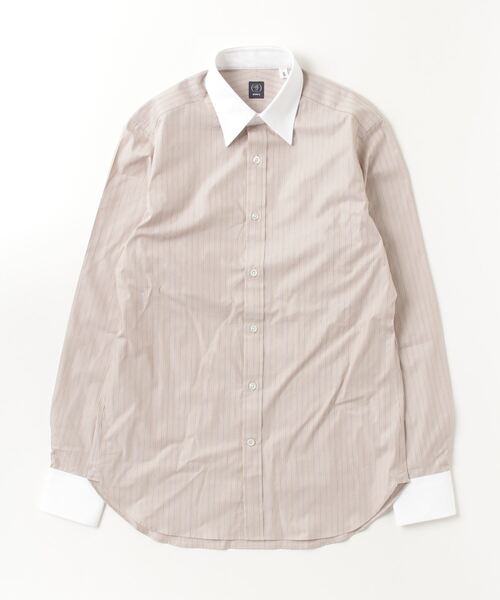 「BEAMS F」 長袖シャツ 38 ライトブラウン メンズ_画像2