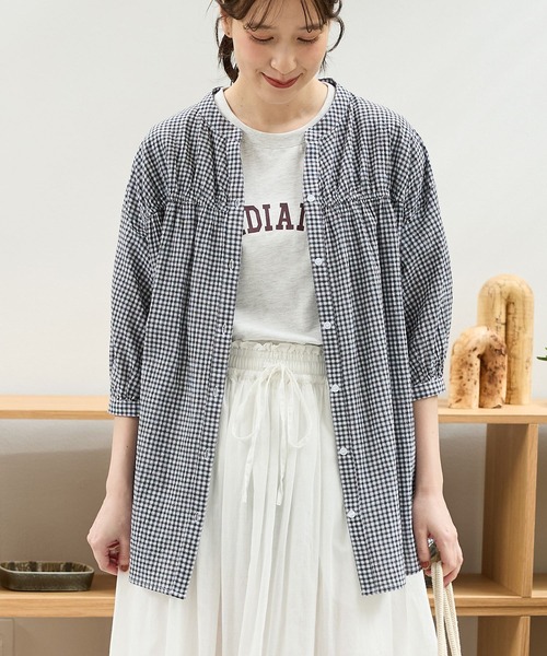 Honeys（ハニーズ） ブラウス シャツ 6分袖切替チュニック レディース