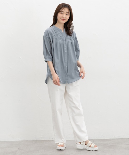 Honeys（ハニーズ） ブラウス シャツ 6分袖切替チュニック レディース