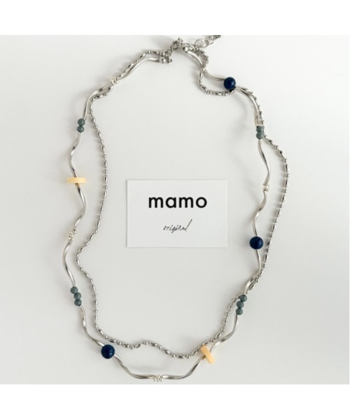 ネックレス 「mamo」ウェーブライン＆カラフルビーズ2連ネックレス(MA) レディース