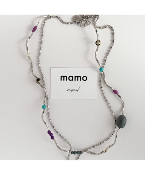 ネックレス 「mamo」ウェーブライン＆カラフルビーズ2連ネックレス(MA) レディース_10