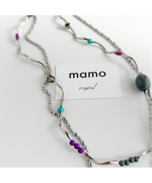 ネックレス 「mamo」ウェーブライン＆カラフルビーズ2連ネックレス(MA) レディース_12