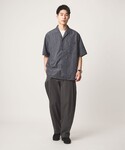 シャツ 半袖 リネンライク ジャガード オープ...の詳細画像3