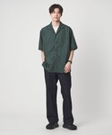 シャツ 半袖 リネンライク ジャガード オープ...の詳細画像5