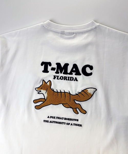 T-MAC OUTING tシャツ 接触冷感 冷感天竺 背面キツネさがら刺繍 半袖T