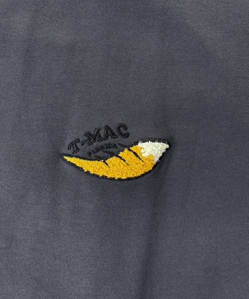 45R 天竺コットン クルーネック チビTシャツ R刺繍 ブラック サイズ3 T-MAC OUTING tシャツ 接触冷感 冷感天竺 背面キツネさがら刺繍 半袖T