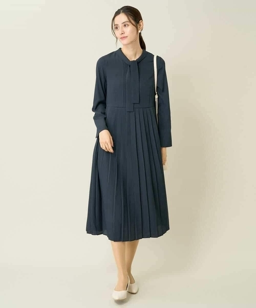 「a.v.v」 長袖ワンピース 36 ネイビー レディース_画像3