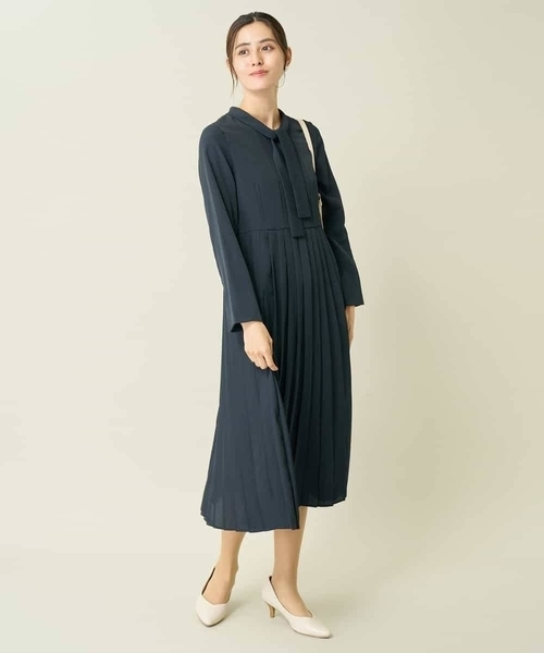 「a.v.v」 長袖ワンピース 36 ネイビー レディース_画像4