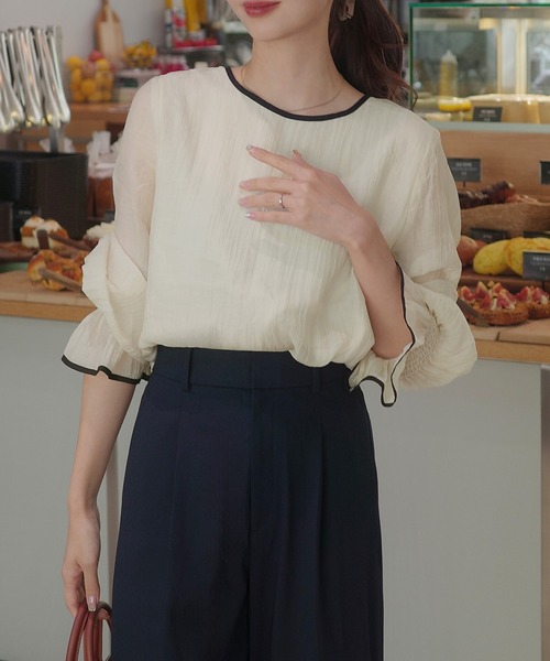 「CENEA」 長袖ブラウス X-LARGE アイボリー レディース_画像5
