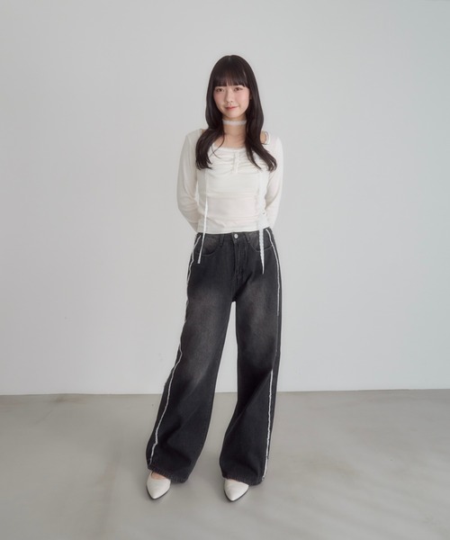 「mellowneon」 デニムパンツ FREE ダークブルー レディース_画像5