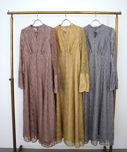 「Dorry Doll」 長袖ワンピース MEDIUM グレイッシュベージュ レディース_画像7