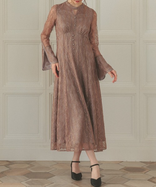 「Dorry Doll」 長袖ワンピース MEDIUM グレイッシュベージュ レディース_画像8