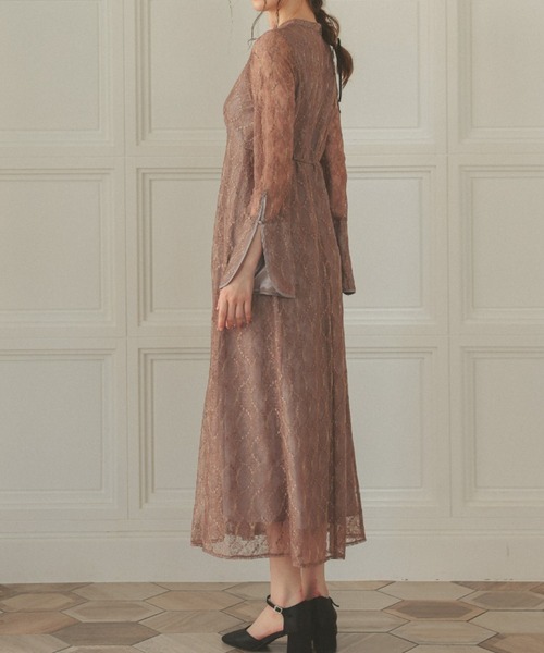 「Dorry Doll」 長袖ワンピース MEDIUM グレイッシュベージュ レディース_画像9