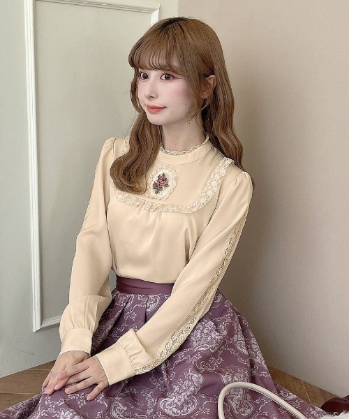 ブラウス シャツ ローズ刺繍レースカメオブラウス/fint フィント レディース | an another angelus | 09
