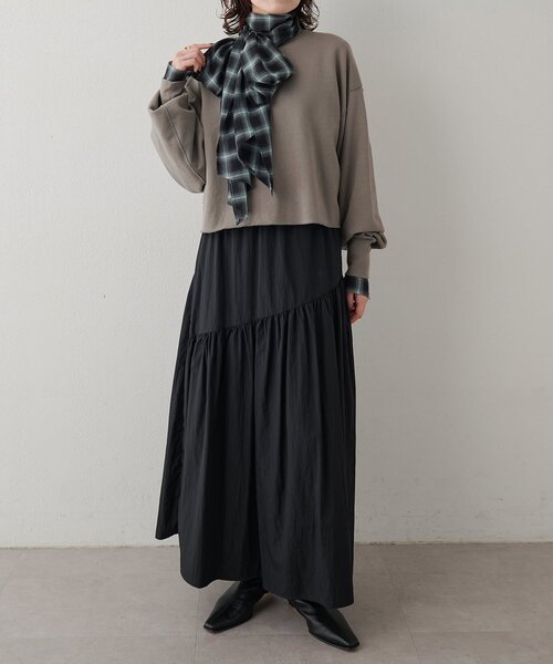 定価23100円　新品タグ付き　ウィムガゼット　ビンテージタフタスカート Whim Gazette（ウィム ガゼット） ロング スカート 切替ヴィンテージ