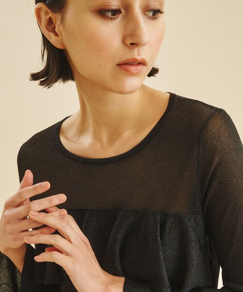 GRACE CONTINENTAL ニット セーター フリルシアーコンビトップ