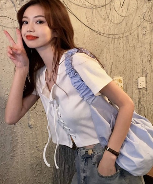 GLAMOROUS JANE（グラマラスジェーン） tシャツ 半袖 レースアップ