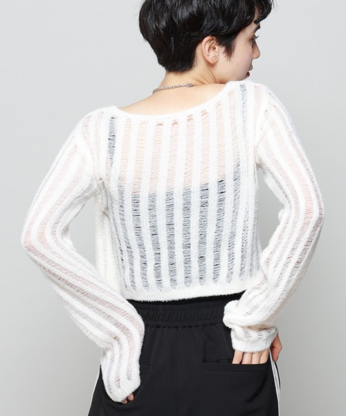PAGEBOY カーディガン フェザーメッシュカーディガン レディース