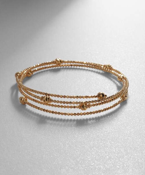 COCOSHNIK ブレスレット K18ハニー カットボール形状記憶 バングル  