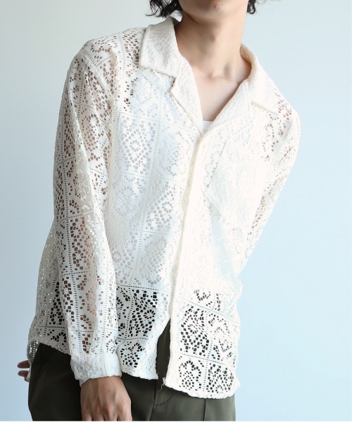0911▲A85 レースシャツ LAKOLE（ラコレ） ブラウス シャツ 「長さが選べる」レースシャツ
