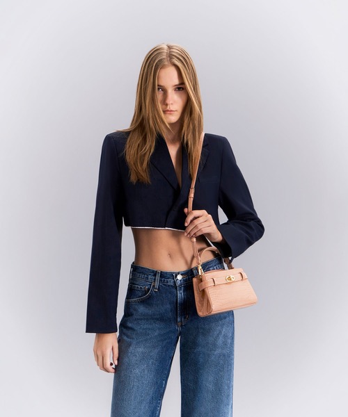 オブリエル クロックエフェクトトップハンドルバッグ - シーソルトブルー CHARLES ＆ KEITH（チャールズ&キース） ハンドバッグ Aubrielle