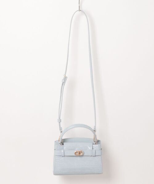 Aubrielle オブリエル クロックエフェクトトップハンドルバッグ ブルー Aubrielle オブリエル クロックエフェクトトップハンドルバッグ