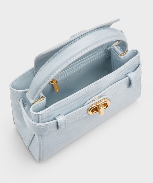 Aubrielle オブリエル クロックエフェクトトップハンドルバッグ ブルー CHARLES & KEITH Aubrielle オブリエル クロックエフェクト