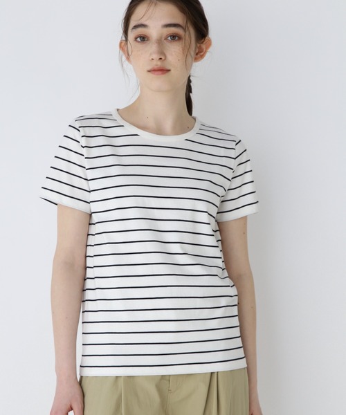 tシャツ オーガニック綿天竺半袖ボーダーＴシャツ レディース