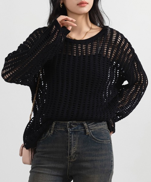 B444-48 ESCADA ニット セーター ブラック レディース L レディース