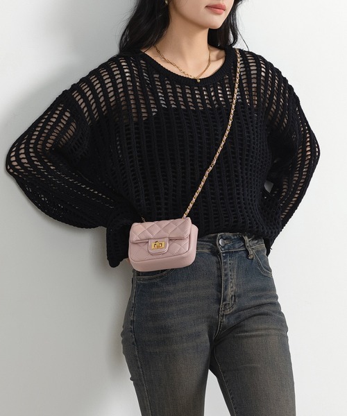 ❣️✨新品diagramのサマーニット✨❣️ DAY CLOSET ニット セーター レディース 長袖透かし編みサマー