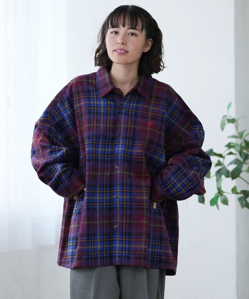 ブラウス シャツ BEVERY HILLS P.C/ビバリーヒルズポロクラブ シャギーチェックシャツジャケット 4487-2141 レディース