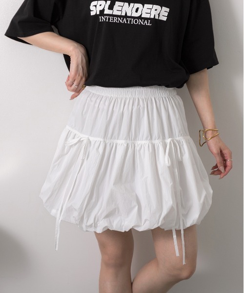 ad thie（アドティエ） スカート リボン付き バルーンミニスカート