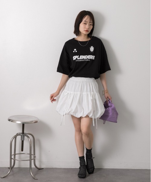 ad thie（アドティエ） スカート 夏 リボン付き バルーンミニスカート