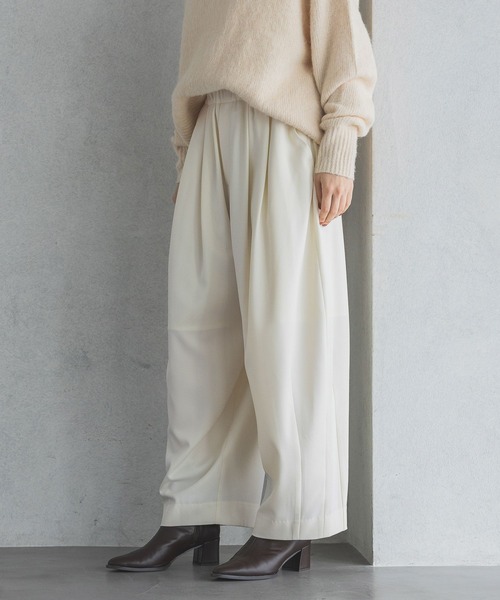 スラックス パンツ スラックスコクーンボリュームパンツ レディースの画像