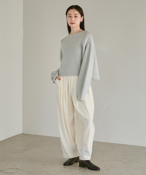 スラックス パンツ スラックスコクーンボリュームパンツ レディースの画像