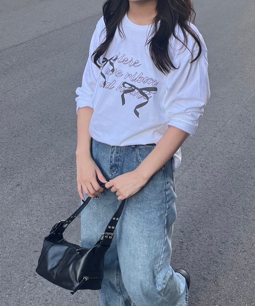 fiere tシャツ リボンガーリーロンT/長袖Tシャツ レディース
